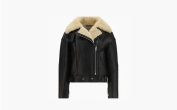 Acne Studios Leather Shearling Jacket Black