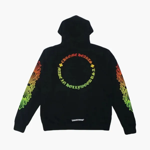Chrome Hearts Floral Sleeve Gradient Made In Hollywood Hoodie Black / Gradient