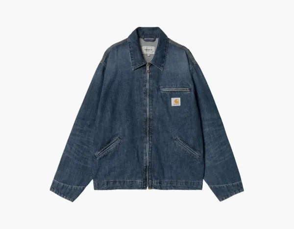 Carhartt WIP OG Detroit Jacket Blue Denim Black Collar