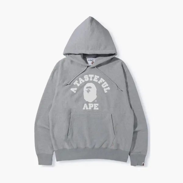 BAPE x JJJJound Relaxed Classic College Pullover Hoodie Gray