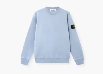 Stone Island Organic Cotton Fleece Sweatshirt Dust Blue Desert