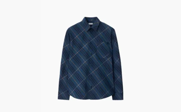 Burberry Relaxed Fit Check Cotton Shirts Blue