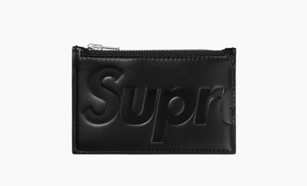 Supreme Leather Zip Card Holder Black