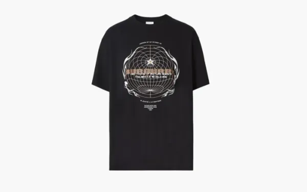 Burberry Globe Graphic Print Oversized T-Shirt  Black