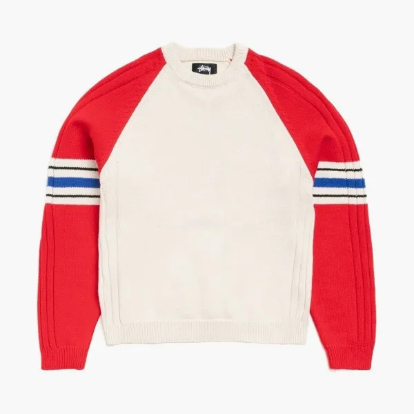 Stussy Stripe Raglan Crew Red