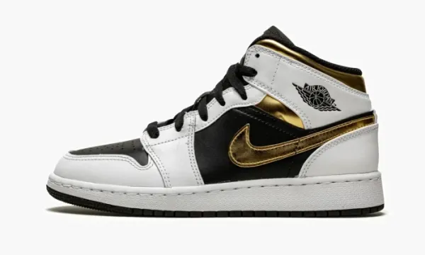 Air Jordan 1 Mid GS White / Gold / Black