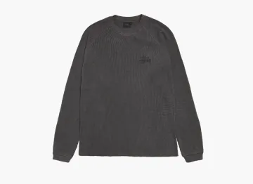 Stussy Raglan Thermal Long-Sleeve Crew Washed Black