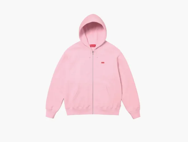 Supreme Small Box Zip Up Hooded Sweatshirt Light Pink