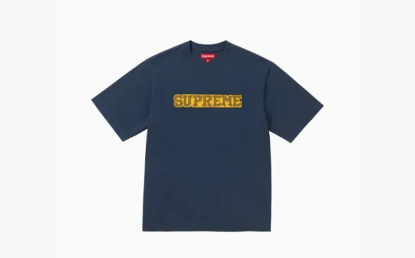 Supreme Satin Appliqué S/S Top Navy