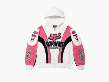 Supreme x Fox Racing Zip Up Hooded Sweatshirt White