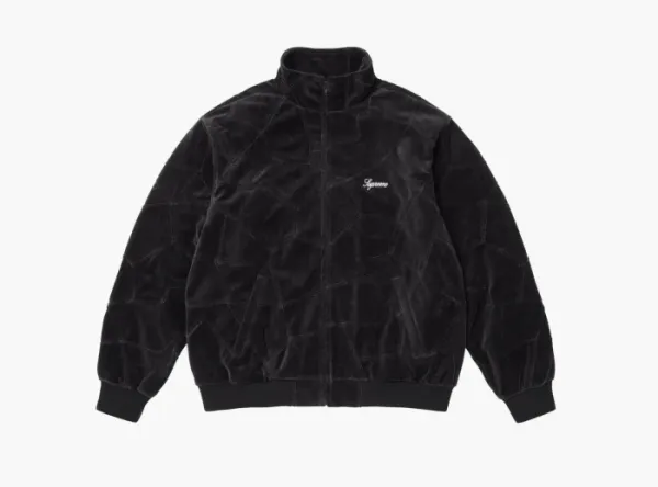 Supreme Patchwork Velour Track Jacket  Black