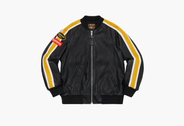 Supreme x Vanson Leathers  Perforated Bomber Jacket Black