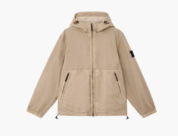 Stone Island Organic-Look Nylon Panama-TC Hooded Jacket Desert