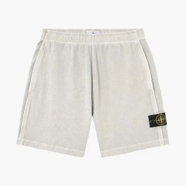Stone Island Malfile Fleece Jogger Shorts Pearl Grey