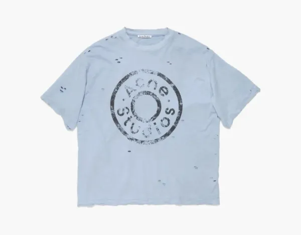 Acne Studios Logo Relaxed Fit T-shirt Blue Melange