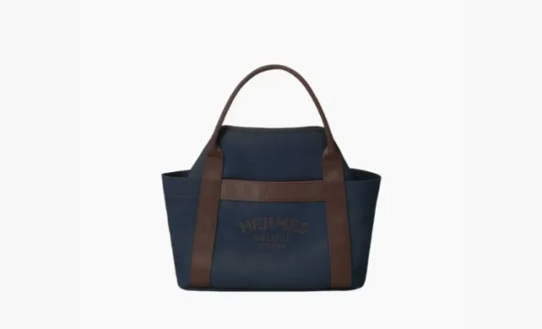 HERMES Waterproof Canvas Equestrian Bag Blue