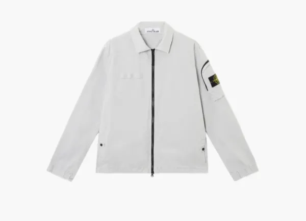 Stone Island Overshirt with Zip Fastening Pearl Grey
