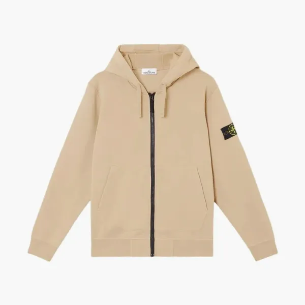 Stone Island Organic Cotton Fleece Zip-Up Hoodie Desert