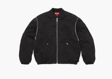 Supreme Zip-Off Sleeve Quilted Bomber Jacket Black