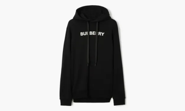Burberry Logo Print Cotton Hoodie Black