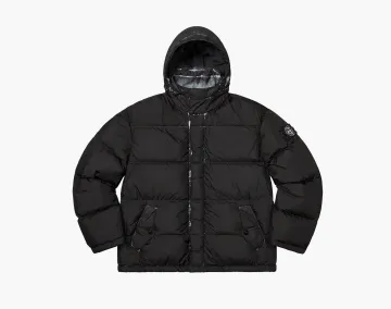 Supreme x Stone Island Painted Camo Crinkle Down Jacket Dark Black