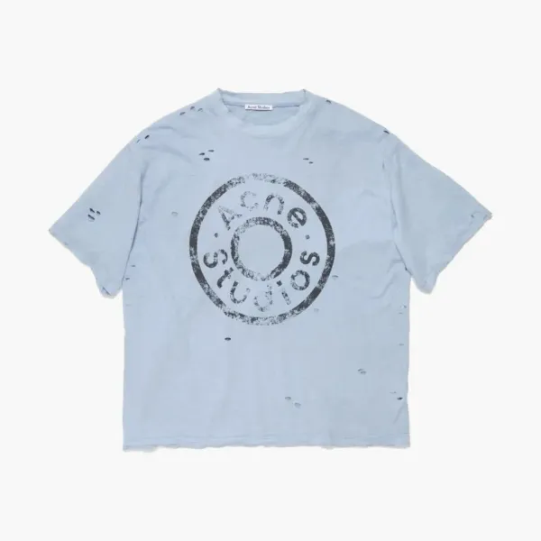 Acne Studios Logo Relaxed Fit T-shirt Blue Melange