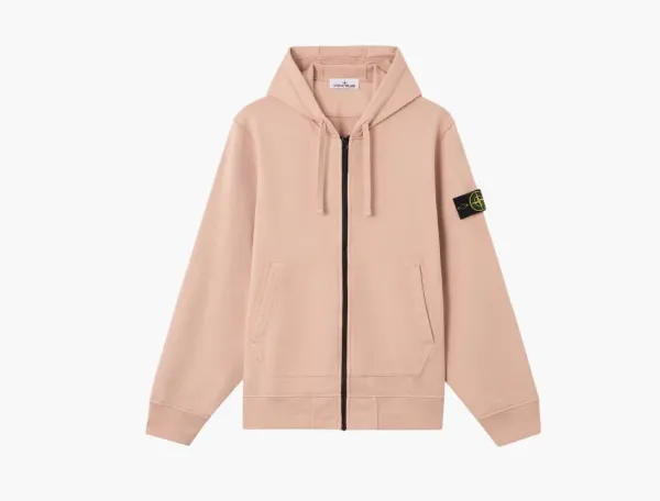 Stone Island Organic Cotton Fleece Hooded Sweatshirt Plaster Pink