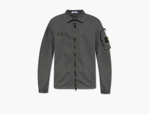 Stone Island Overshirt with Zip Fastening Charcoal Grey