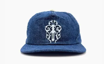 Chrome Hearts Dagger Embroidered Silver Button Denim Cap Blue