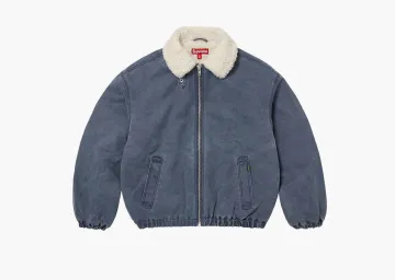 Supreme Faux Shearling Lined Bomber Jacket Navy