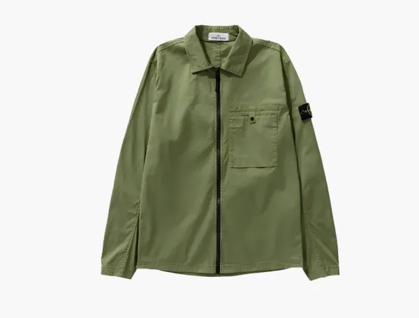 Stone Island Supima Cotton Twill Overshirt Olive