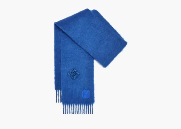 Loewe Mohair-Blend Scarf Bright Blue