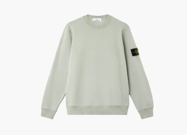 Stone Island Organic Cotton Fleece Crewneck Sweatshirt Sage Green