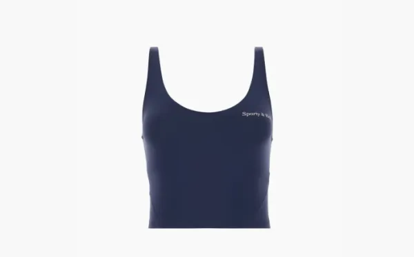 Sporty & Rich Logo-print Cotton Cropped Top Dark Blue