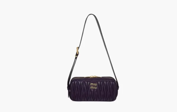 Miu Miu Matelassé Nappa Leather Shoulder Bag Violet