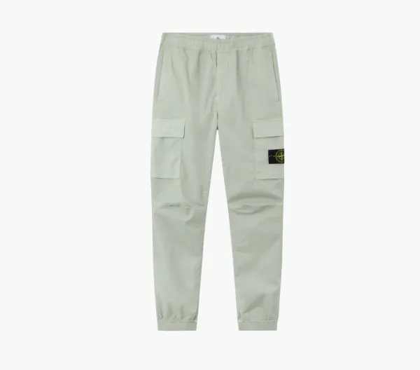 Stone Island Stretch Organic Cotton Twill Cargo Trousers Sage Green