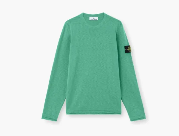 Stone Island Organic Cotton Nylon Crewneck Jumper Malachite