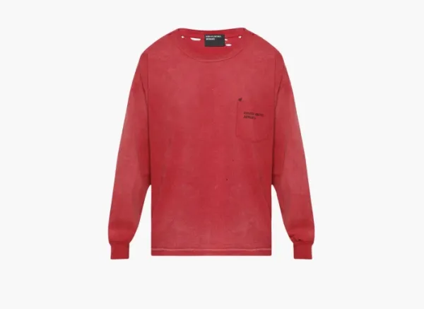 Enfants Riches Déprimés Thrashed Logo Long-Sleeve Pocket T-Shirt Faded Red/Black
