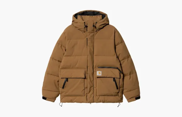 Carhartt WIP Hooded Down Puffer Jacket Brown