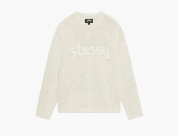 Stussy Embroidered V Neck Logo Sweater Natural