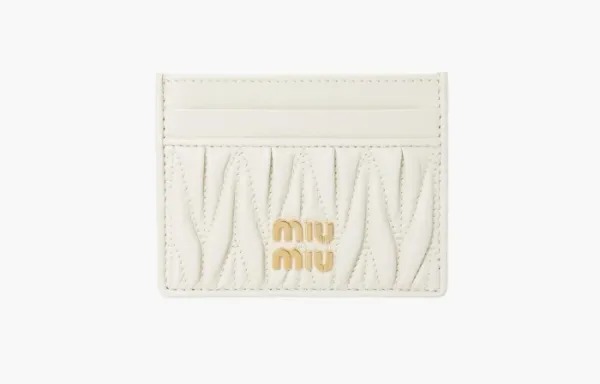 Miu Miu Matelasse Nappa Leather Card Holder White