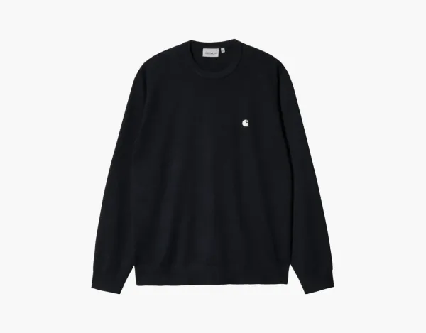 Carhartt WIP FW22 Madison Sweater Dark Navy Wax Logo