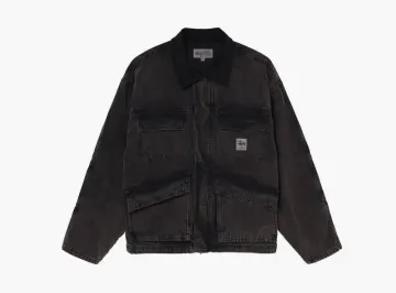 Stussy Washed Canvas Shop Jacket Black