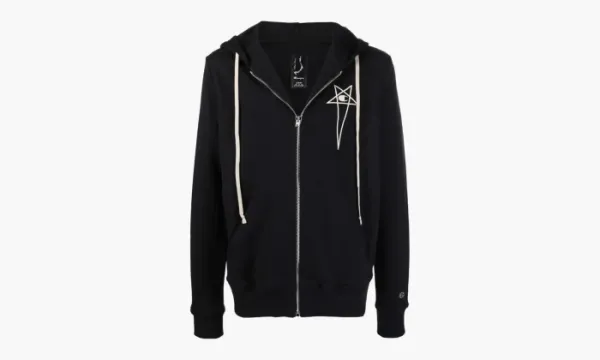 Rick Owens X Champion Logo-embroined Zip-up Hoodie Black