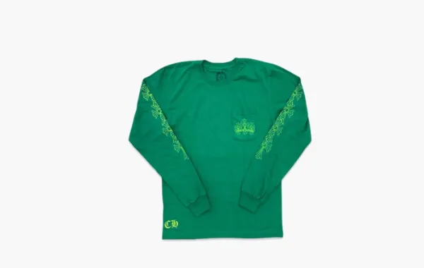 Chrome Hearts Cemetery Cross L/S T-Shirt Kelly Green/Glo Green