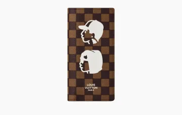  Louis Vuitton x Nigo Brazza Logo Graphic Print Plaid Damier Phriendship Coated Canvas Wallet Brown