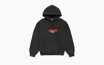 Stussy Double Stripe Embroidered Hoodie Black