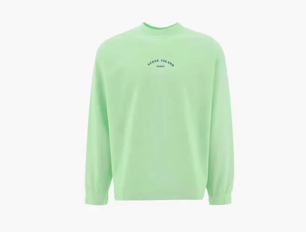 Stone Island Marina Cotton Nylon Fleece Sweatshirt Light Green