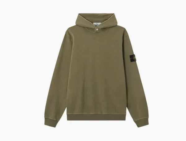 Stone Island Malfile Fleece Hooded Sweatshirt Military Green