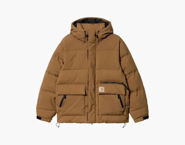 Carhartt WIP Hooded Down Puffer Jacket Brown